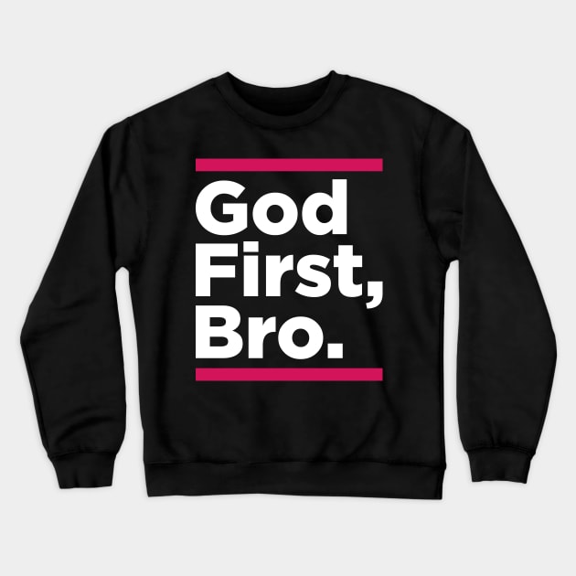 God First Bro Red Crewneck Sweatshirt by societee28